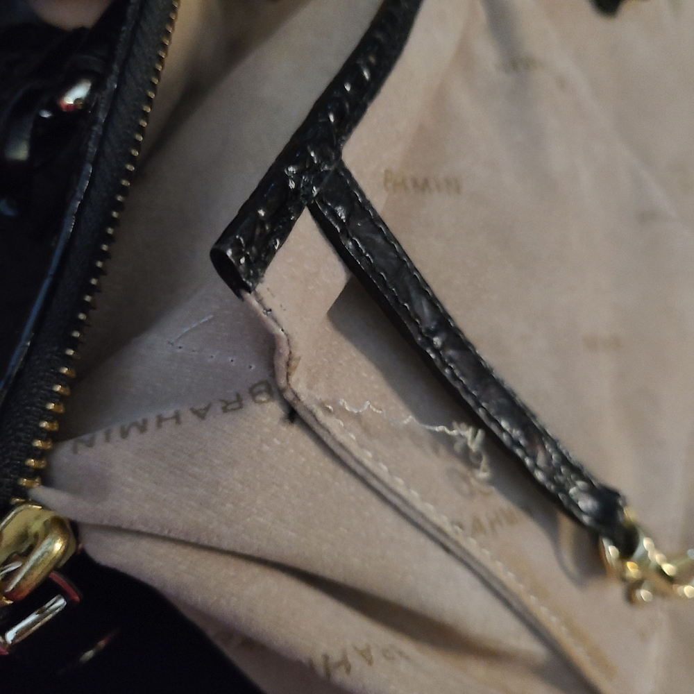 Brahmin Melbourne Duxbury Collection Satchel Bag Medium Black Croc-Embossed - Picture 12 of 16